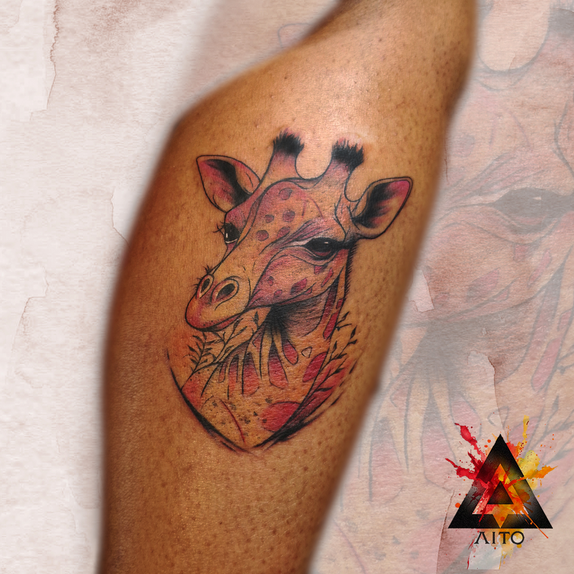 Girafe aux couleurs vibrantes